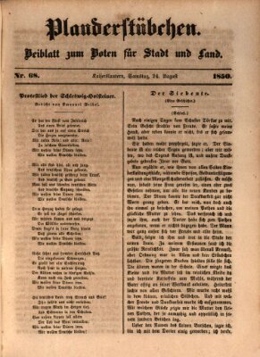 Plauderstübchen Samstag 24. August 1850