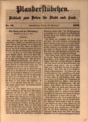 Plauderstübchen Freitag 20. September 1850