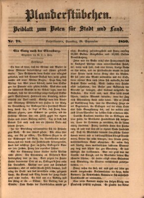 Plauderstübchen Samstag 28. September 1850