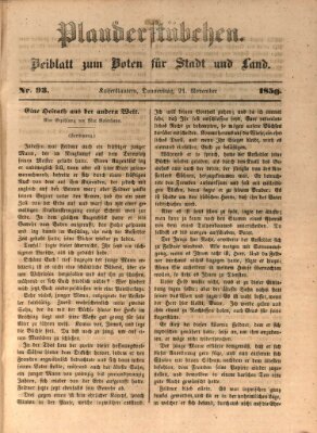 Plauderstübchen Donnerstag 21. November 1850