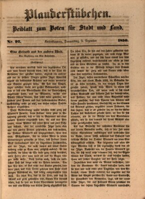 Plauderstübchen Donnerstag 5. Dezember 1850