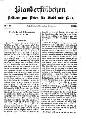 Plauderstübchen Donnerstag 9. Januar 1851