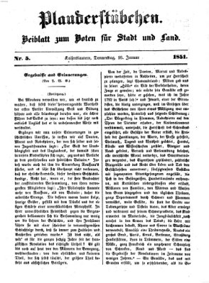 Plauderstübchen Donnerstag 16. Januar 1851