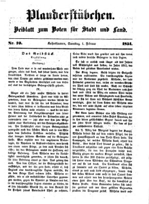 Plauderstübchen Samstag 1. Februar 1851