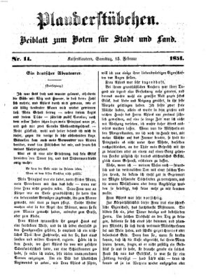 Plauderstübchen Samstag 15. Februar 1851