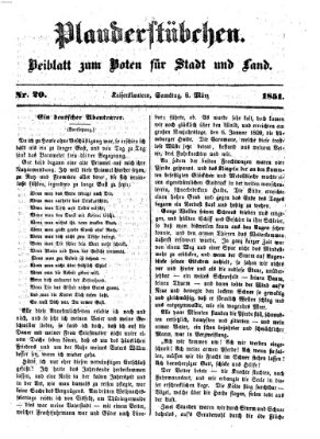 Plauderstübchen Samstag 8. März 1851