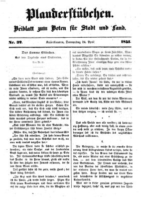 Plauderstübchen Donnerstag 24. April 1851