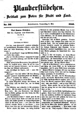 Plauderstübchen Donnerstag 8. Mai 1851