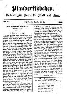 Plauderstübchen Samstag 10. Mai 1851