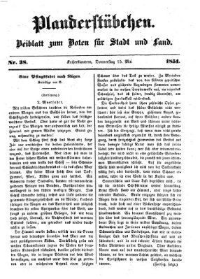 Plauderstübchen Donnerstag 15. Mai 1851