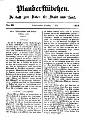 Plauderstübchen Samstag 17. Mai 1851