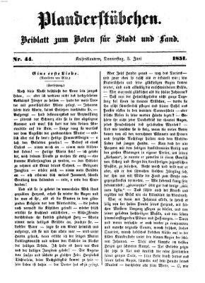 Plauderstübchen Donnerstag 5. Juni 1851