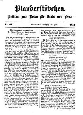 Plauderstübchen Samstag 28. Juni 1851