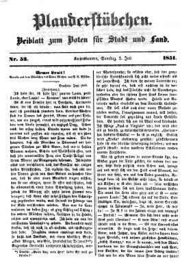 Plauderstübchen Samstag 5. Juli 1851