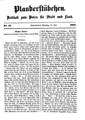 Plauderstübchen Samstag 19. Juli 1851