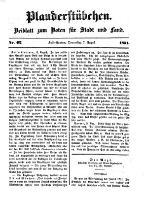 Plauderstübchen Donnerstag 7. August 1851