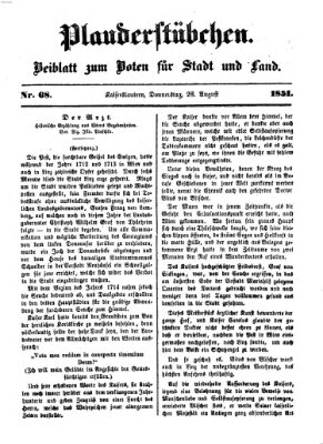 Plauderstübchen Donnerstag 28. August 1851