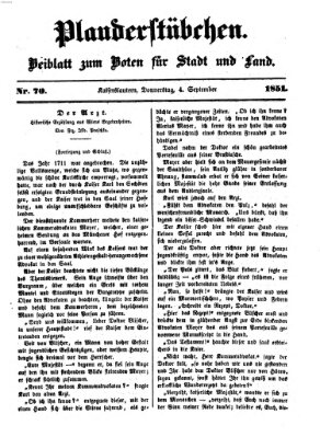 Plauderstübchen Donnerstag 4. September 1851