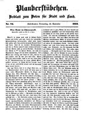 Plauderstübchen Donnerstag 18. September 1851