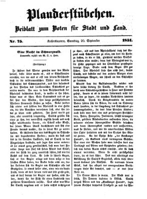 Plauderstübchen Samstag 20. September 1851