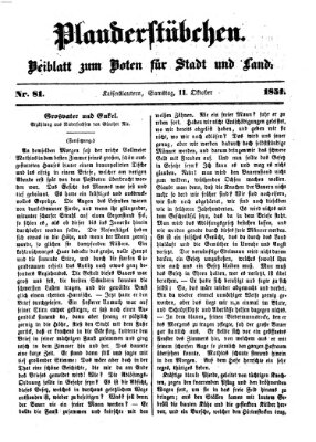 Plauderstübchen Samstag 11. Oktober 1851