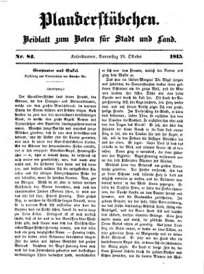 Plauderstübchen Donnerstag 23. Oktober 1851