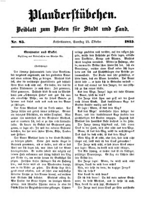 Plauderstübchen Samstag 25. Oktober 1851