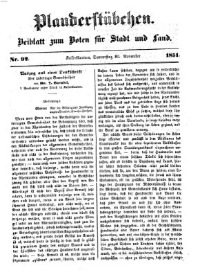 Plauderstübchen Donnerstag 20. November 1851