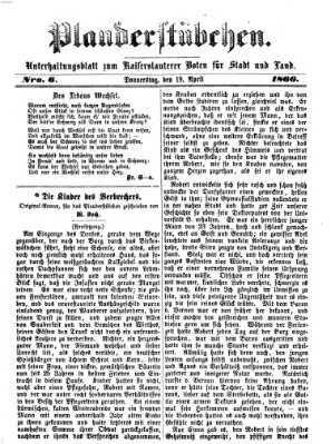 Plauderstübchen Donnerstag 19. April 1866