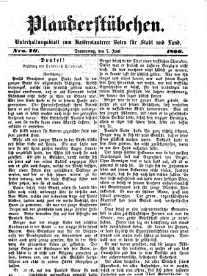 Plauderstübchen Donnerstag 7. Juni 1866