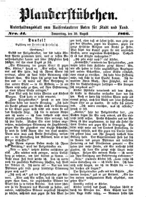 Plauderstübchen Donnerstag 30. August 1866