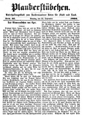 Plauderstübchen Sonntag 23. September 1866