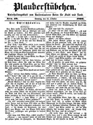 Plauderstübchen Sonntag 21. Oktober 1866