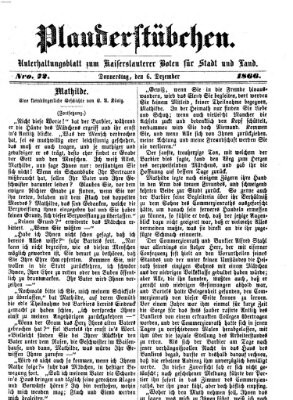 Plauderstübchen Donnerstag 6. Dezember 1866