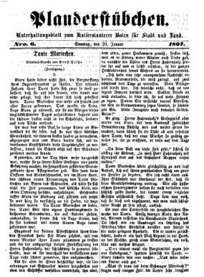 Plauderstübchen Sonntag 20. Januar 1867