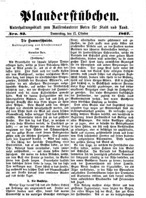 Plauderstübchen Donnerstag 17. Oktober 1867