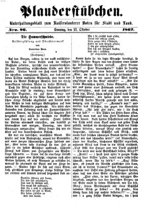 Plauderstübchen Sonntag 27. Oktober 1867