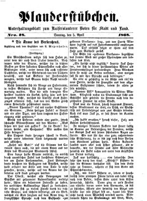 Plauderstübchen Sonntag 5. April 1868