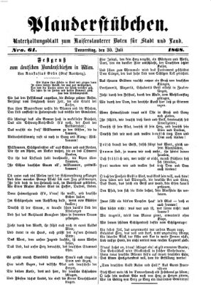 Plauderstübchen Donnerstag 30. Juli 1868