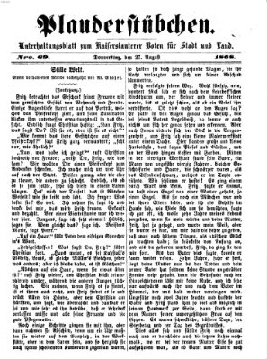 Plauderstübchen Donnerstag 27. August 1868