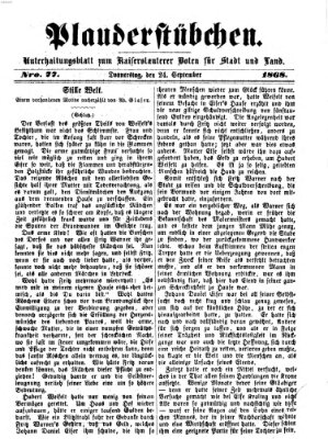 Plauderstübchen Donnerstag 24. September 1868