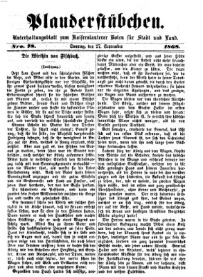 Plauderstübchen Sonntag 27. September 1868
