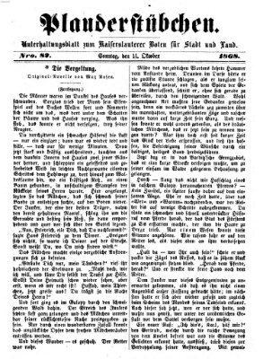 Plauderstübchen Sonntag 11. Oktober 1868