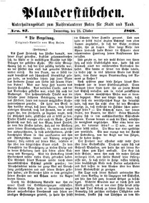 Plauderstübchen Donnerstag 29. Oktober 1868