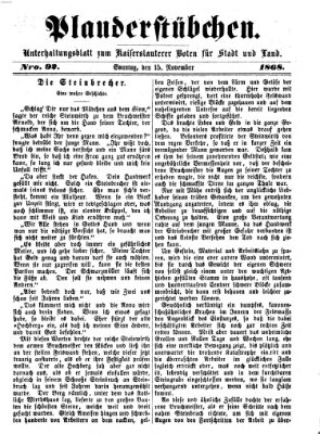 Plauderstübchen Sonntag 15. November 1868