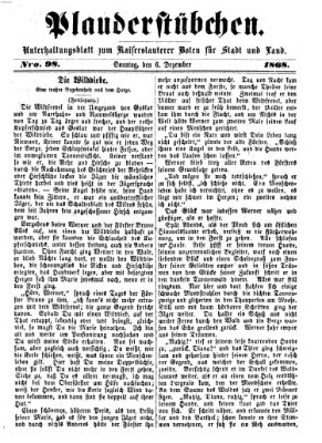 Plauderstübchen Sonntag 6. Dezember 1868