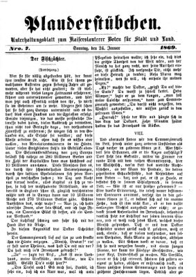 Plauderstübchen Sonntag 24. Januar 1869