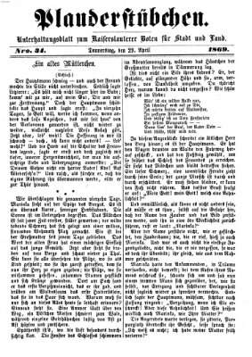 Plauderstübchen Donnerstag 29. April 1869