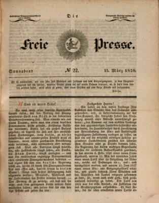 Die freie Presse Samstag 15. März 1828