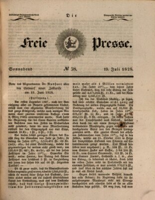 Die freie Presse Samstag 19. Juli 1828